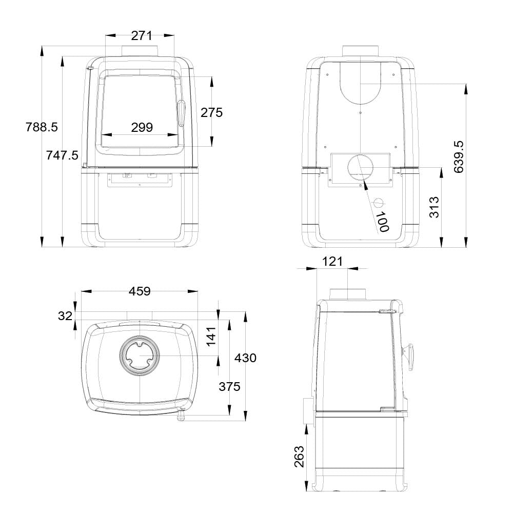 Mi-Fire Firepod with Log Store Wood Burning Stove 5Kw