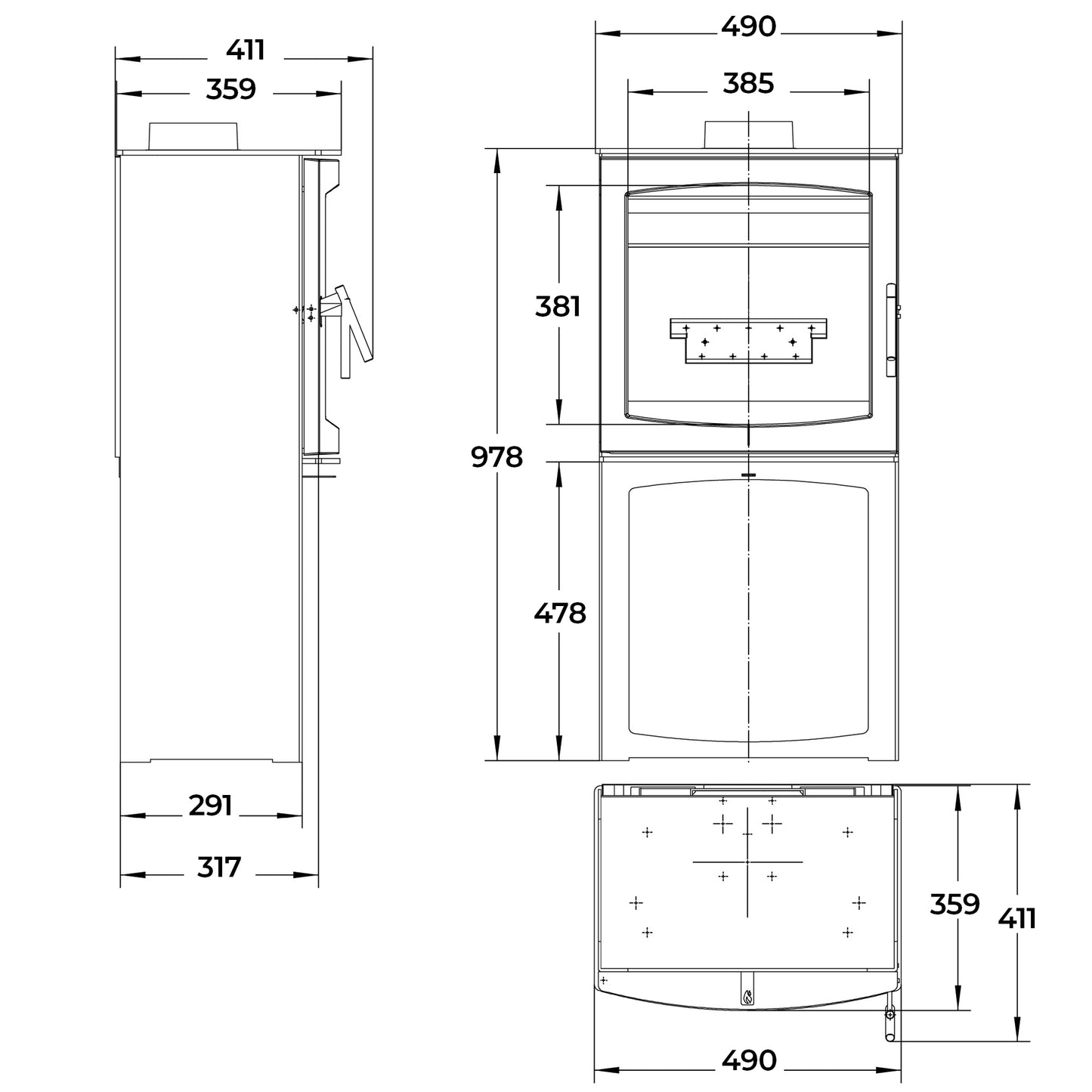 Mi-Fire Large Tinderbox With Log Store Wood Burning only Stove 5Kw