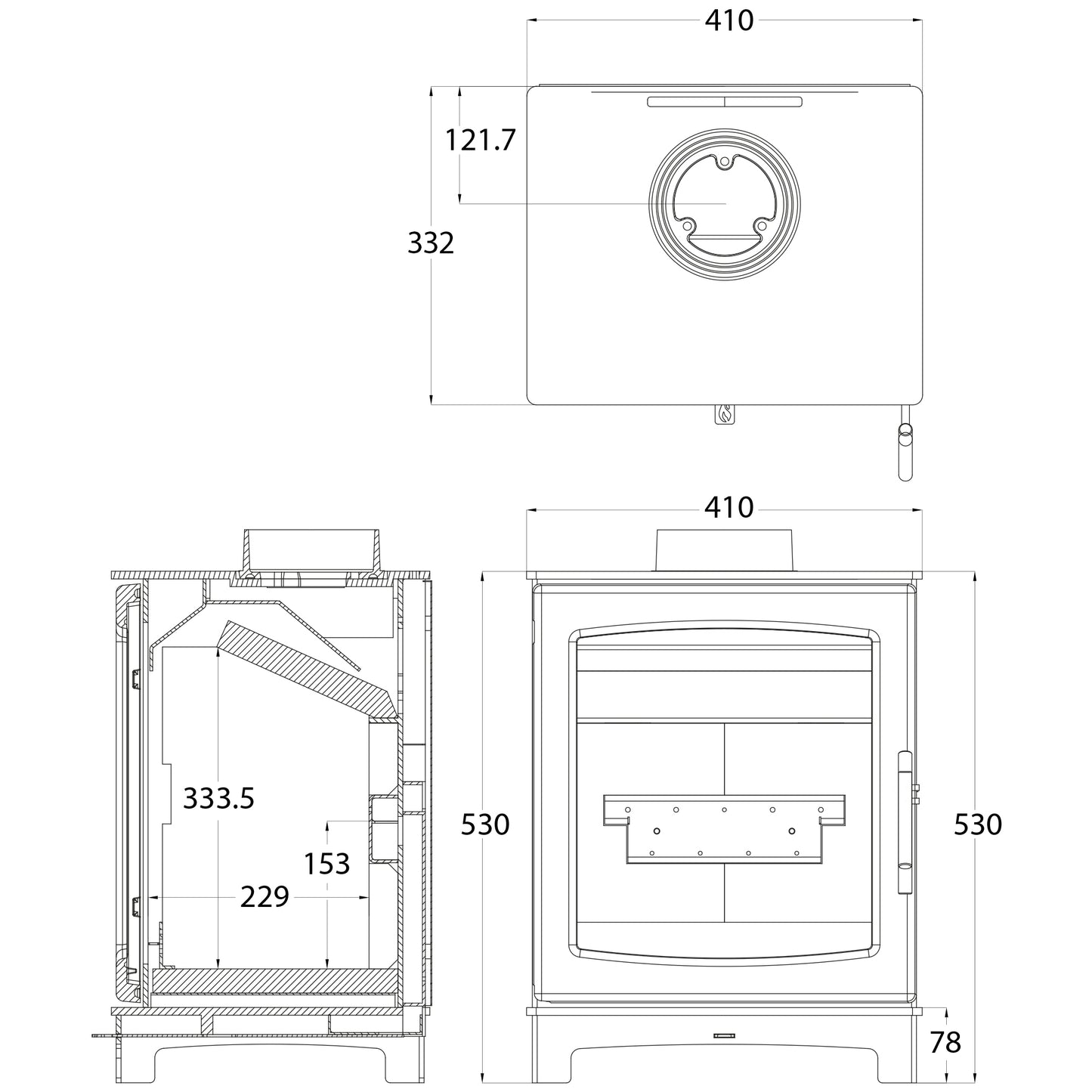 Mi-Fire Medium Flickrflame Wood Burning only Stove 5Kw