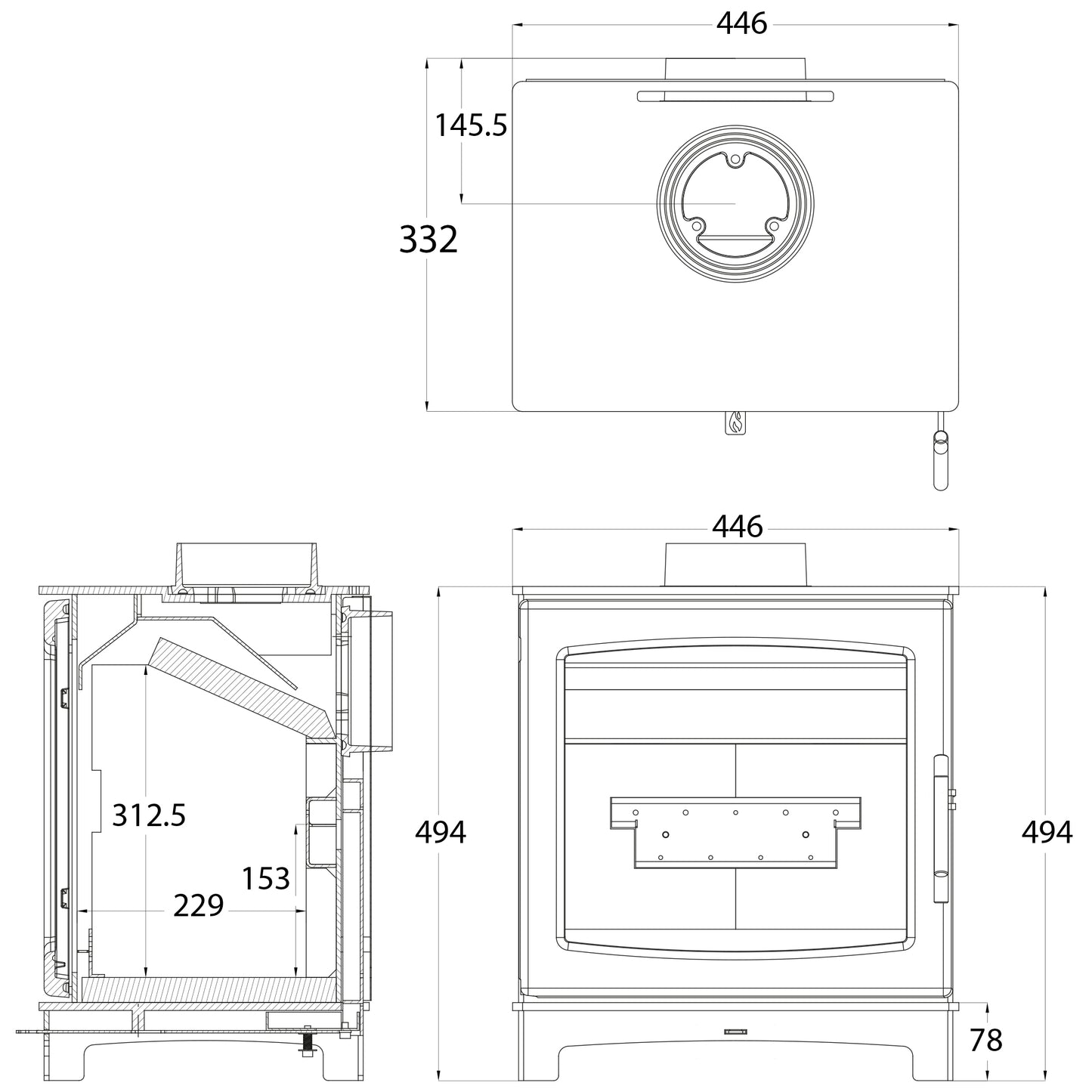 Mi-Fire Small Flickrflame Wood Burning Stove 4.9Kw