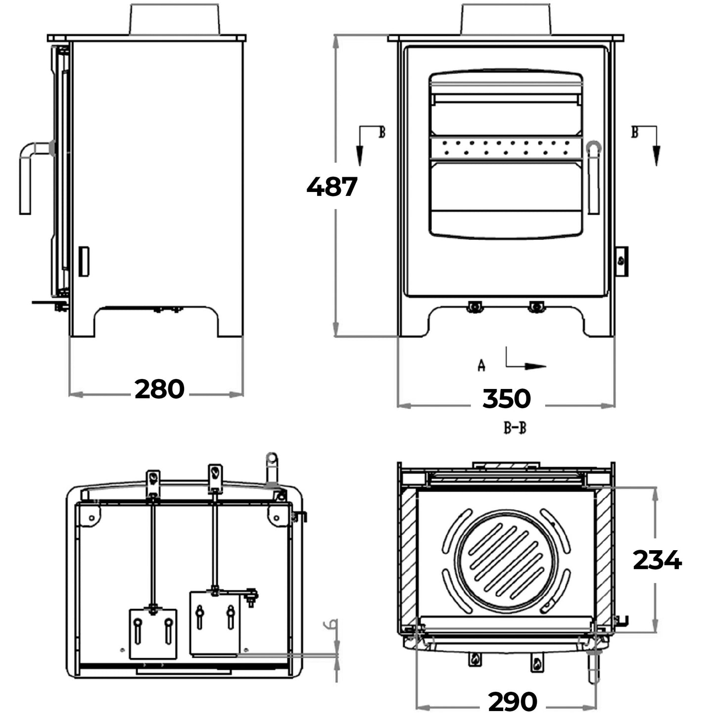 Mi-Fire Medium Solway Multifuel and Wood Burning Stove 5Kw