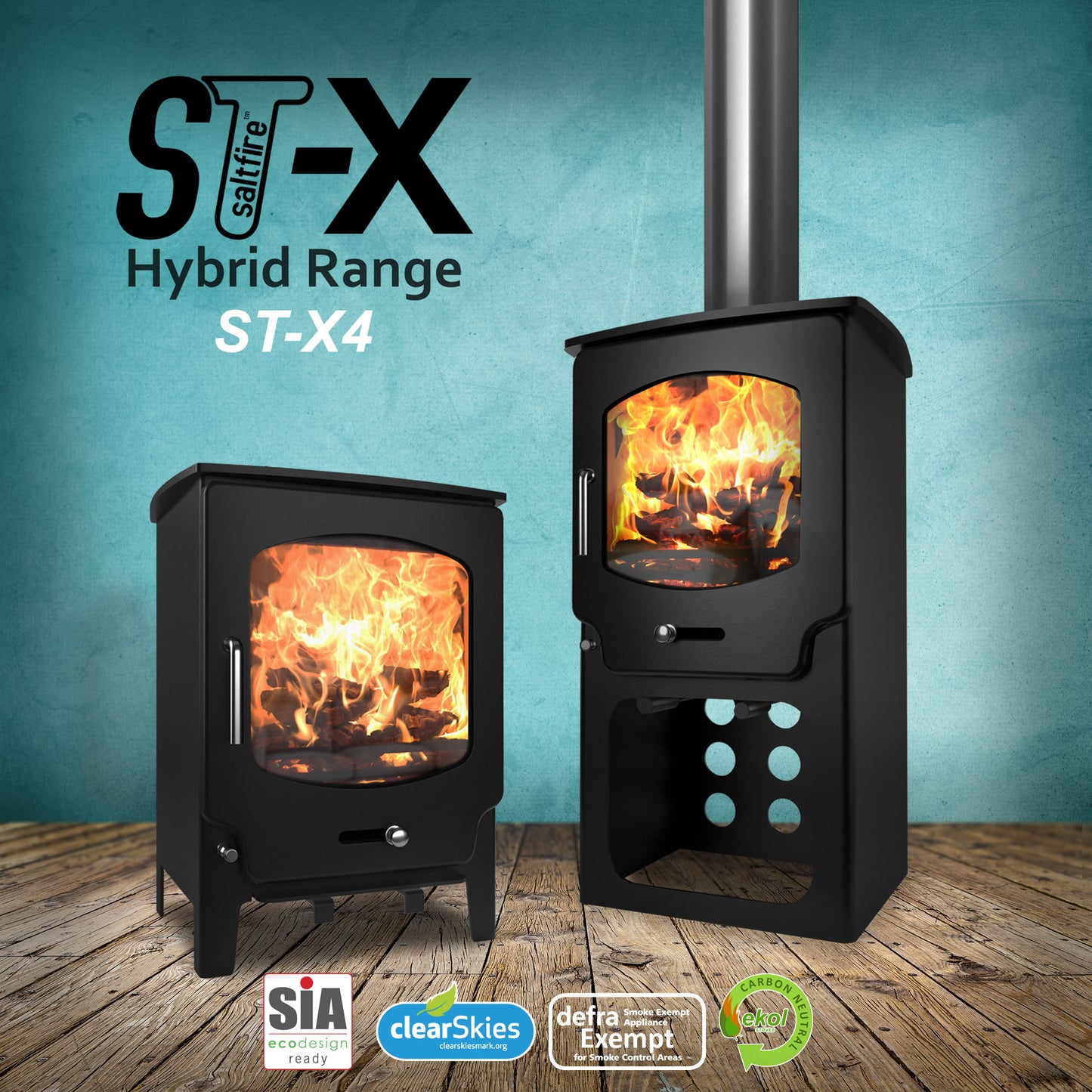 Saltfire ST-X4 Tall Multi Fuel and Wood Burning Stove 4.1Kw