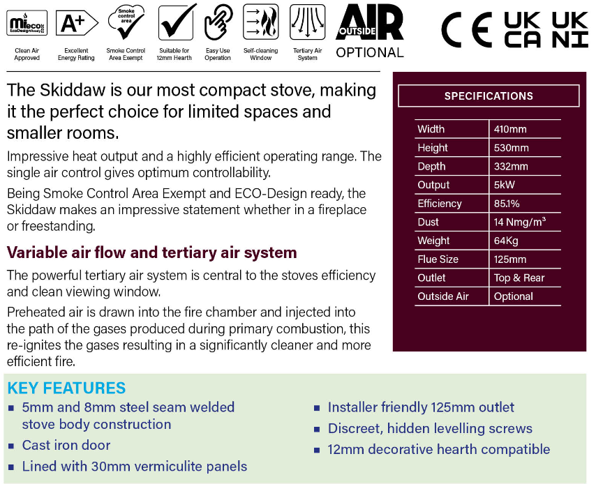 Mi-Fire Skiddaw Wood Burning Stove 5Kw