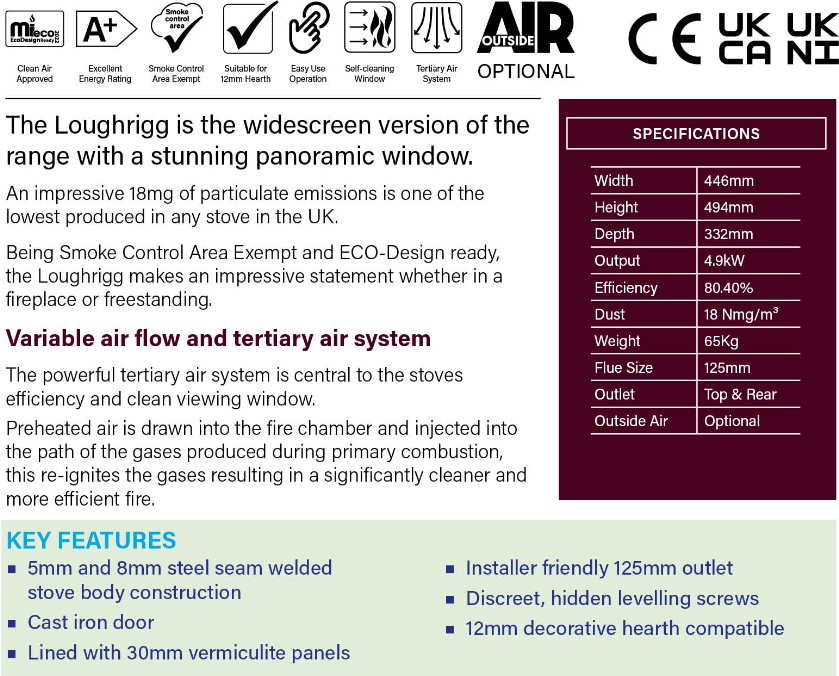 Mi-Fire Loughrigg Wood Burning only Stove 4.9Kw