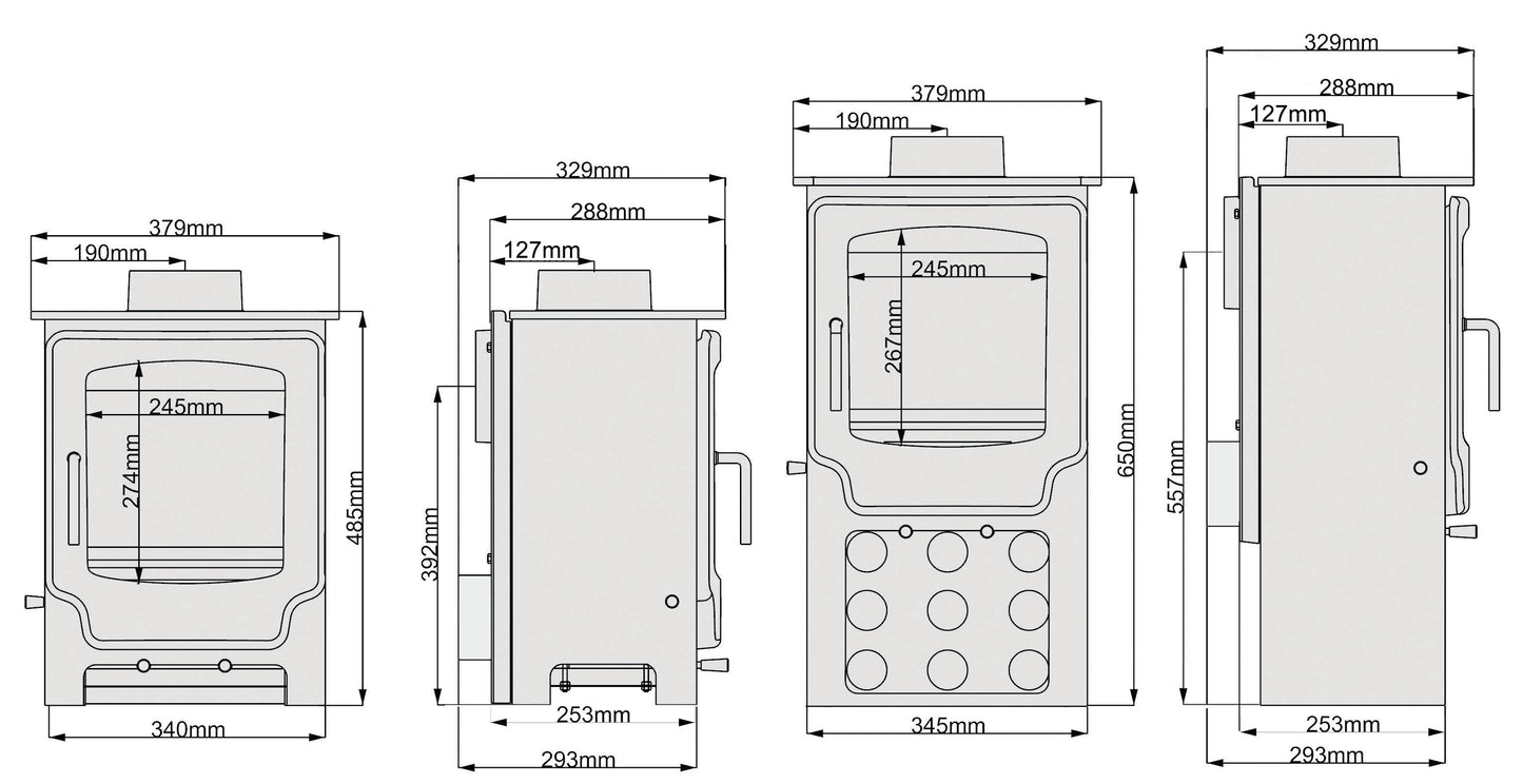 Saltfire Scout Multi Fuel and Wood Burning Stove 4.3Kw