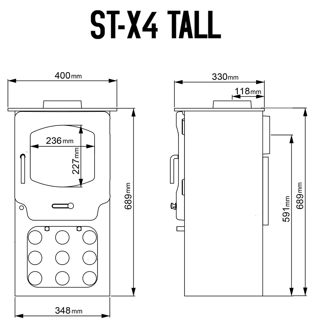 Saltfire ST-X4 Tall Multi Fuel and Wood Burning Stove 4.1Kw