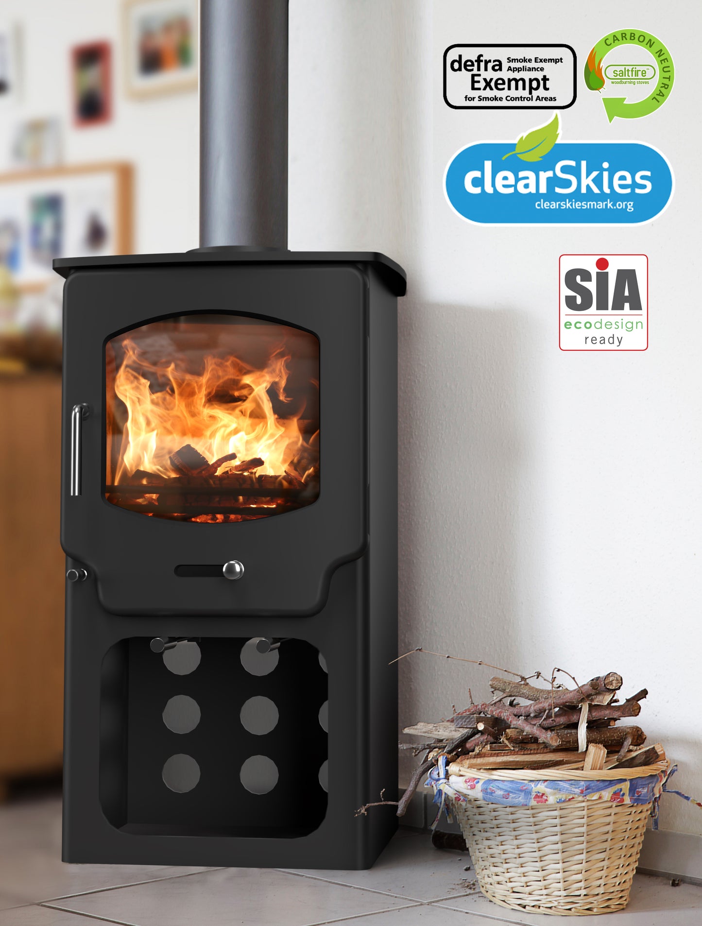 Saltfire ST-X4 Tall Multi Fuel and Wood Burning Stove 4.1Kw