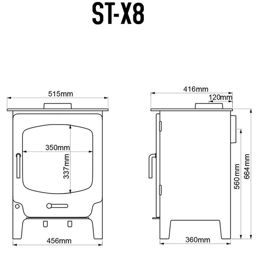 Saltfire ST-X8 Tall Multi Fuel and Wood Burning Stove 8Kw