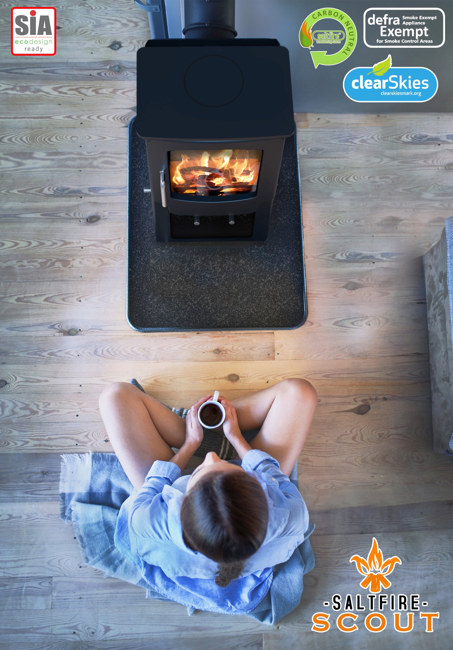 Saltfire Scout Tall Multi Fuel and Wood Burning Stove 4.3Kw